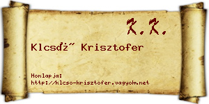 Klcsó Krisztofer névjegykártya